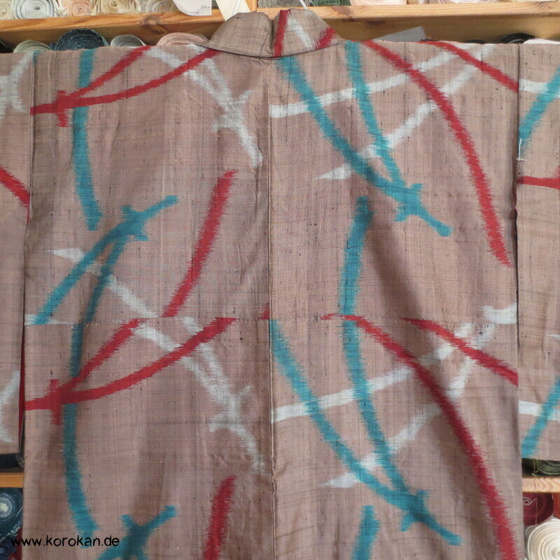Meisen Komon Kimono mit riesigen Kiefernnadeln, antik