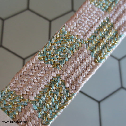 jade weiß Ichimatsu Karo Obijime, Seide / Lurex