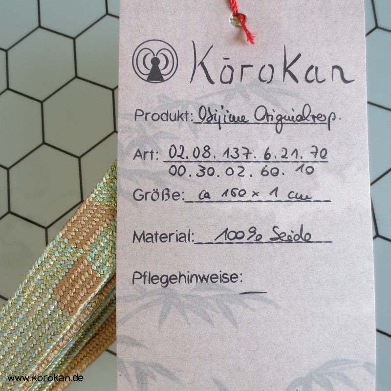 jade weiß Ichimatsu Karo Obijime, Seide / Lurex