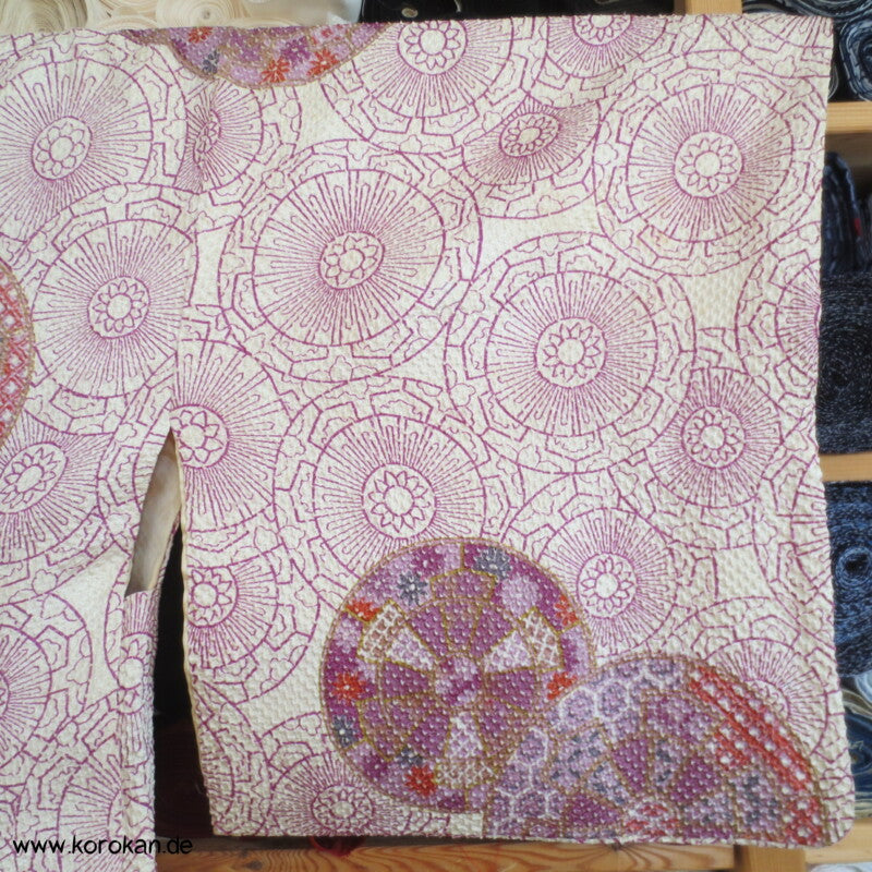 Full Shibori Genji Guruma Haori Kimono Jacke mit Himo