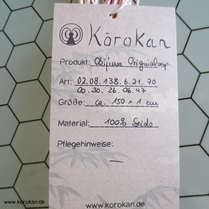 rosa weiße Wellen Obijime, Seide