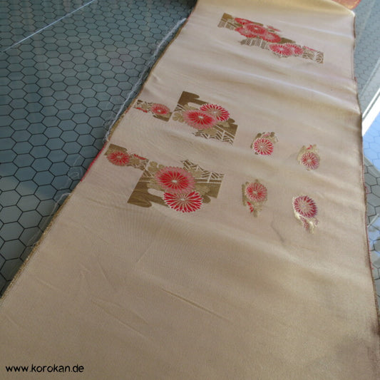 Kiku Gold Brokat Stoff, Panels für Futon, fest und steif, antik