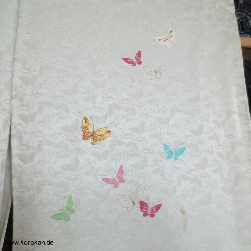 Schmetterlinge, gewebt, gemalt, gestickt Homongi Kimono Seidendamast