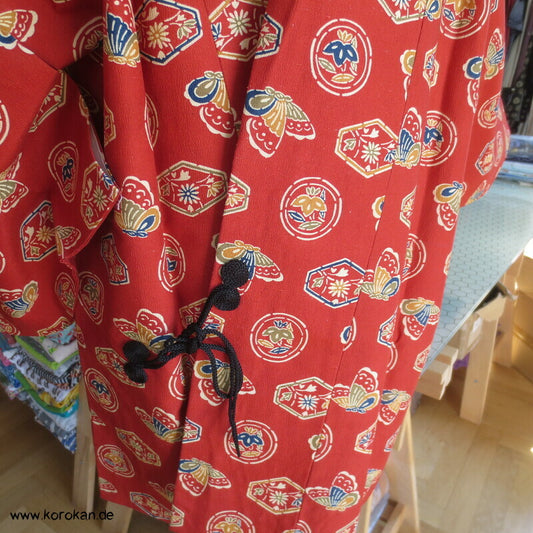 Mon auf persimmon, Schmetterlinge Wolle / Seide Dochugi Kimono Jacke