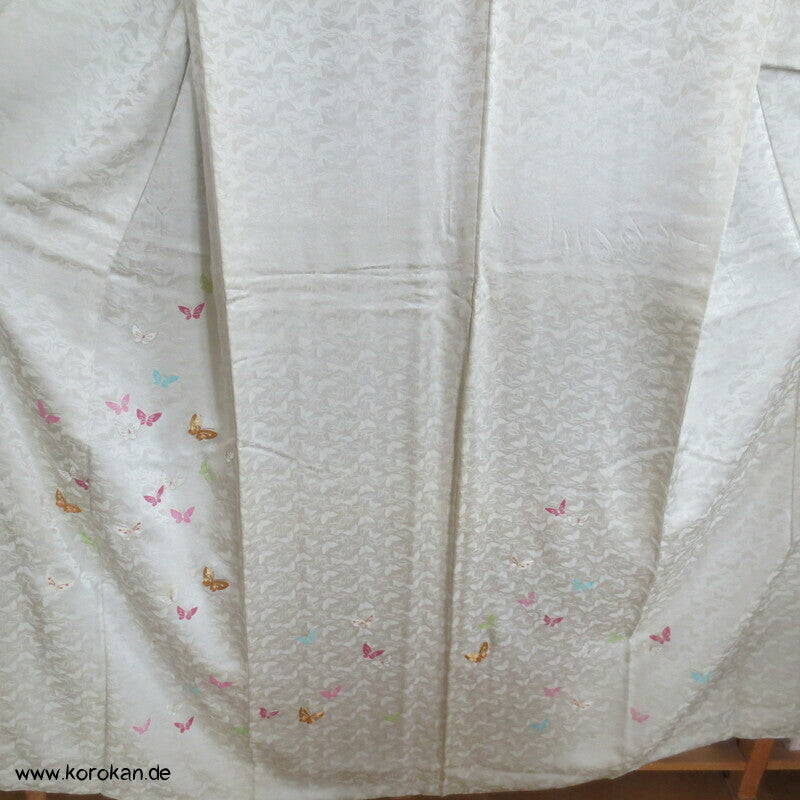 Schmetterlinge, gewebt, gemalt, gestickt Homongi Kimono Seidendamast