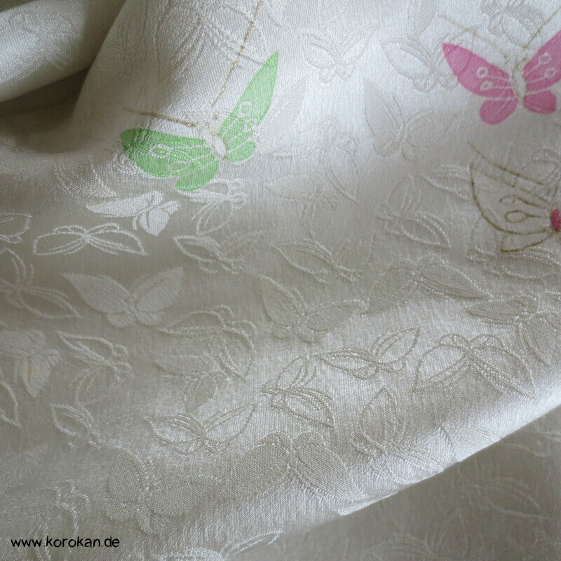 Schmetterlinge, gewebt, gemalt, gestickt Homongi Kimono Seidendamast