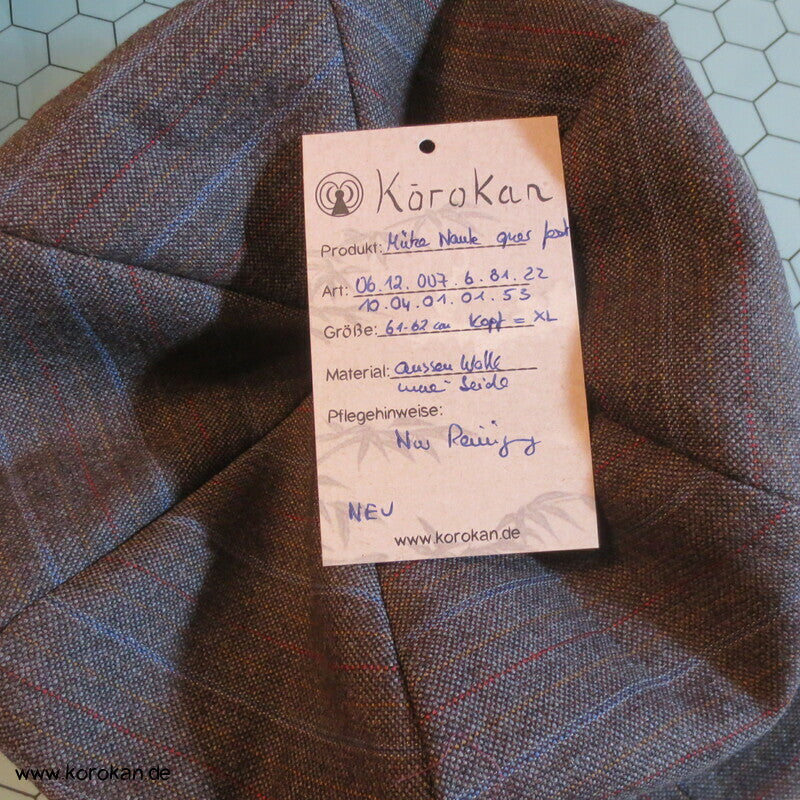 Berliner Schiebermütze Eckensteher Nante, grau fein gestreift, Seidenfutter