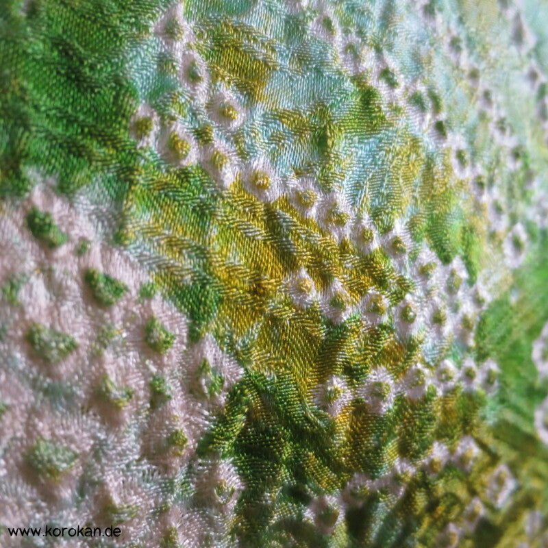 Full Shibori hellgrüne Blüten Seidendamast Haori Kimonojacke mit Himo