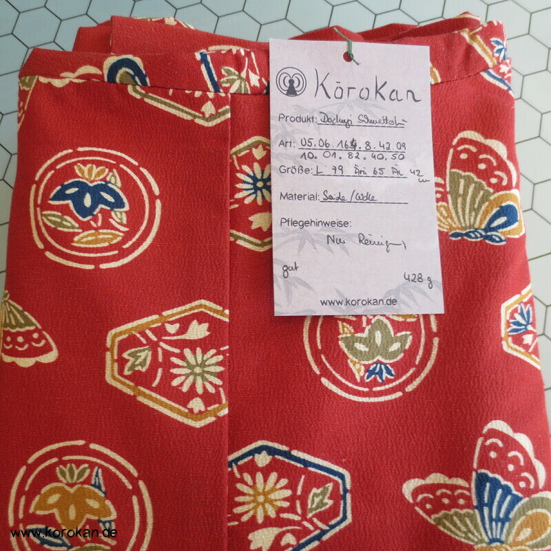 Mon auf persimmon, Schmetterlinge Wolle / Seide Dochugi Kimono Jacke