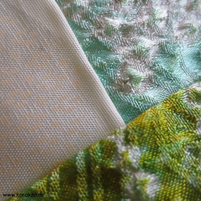 Full Shibori hellgrüne Blüten Seidendamast Haori Kimonojacke mit Himo