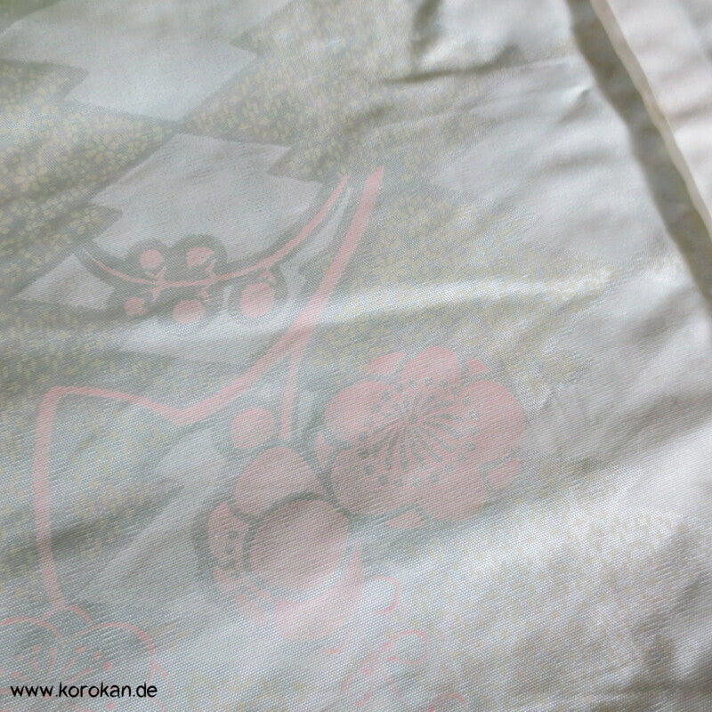 Full Shibori hellgrüne Blüten Seidendamast Haori Kimonojacke mit Himo