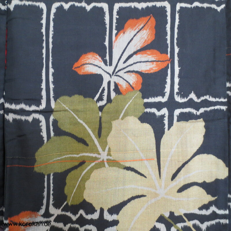 Feigenblätter Meisen Seiden Kimono, Baumwollfutter