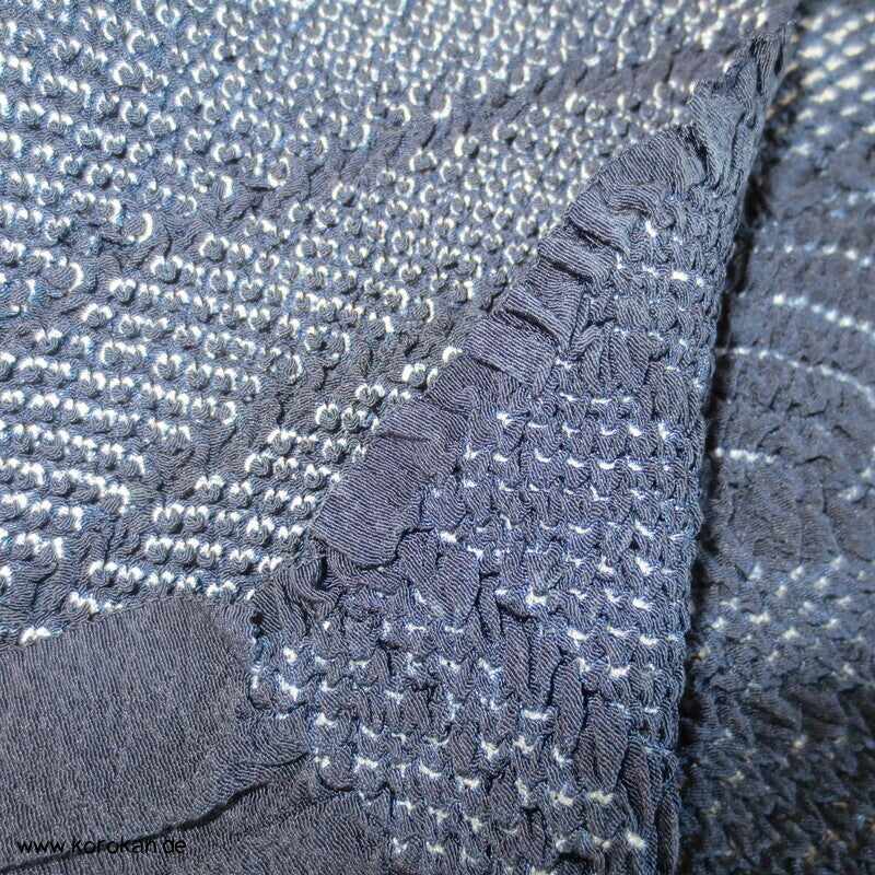 Tsunami Shibori Heko Obi - Chirimen Crepe