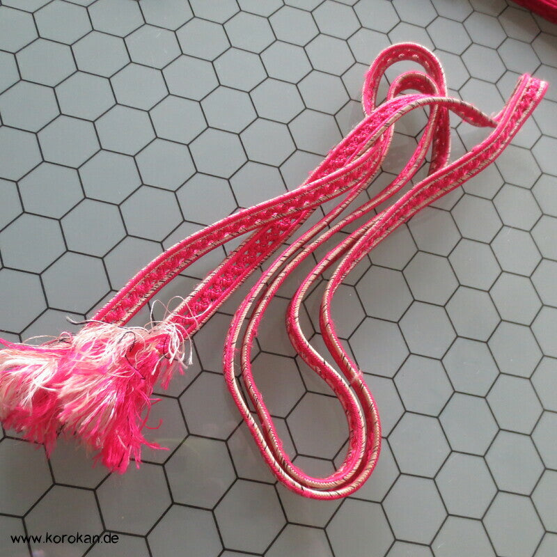 pink weiß durchbrochen Obijime, Seide / Lurex,