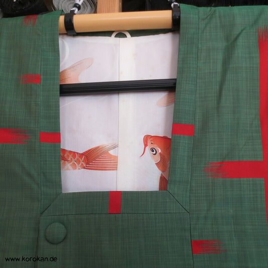 Michiyuki Kimono Regenmantel, lange Kasuri Kreuzungen, Koi Futter