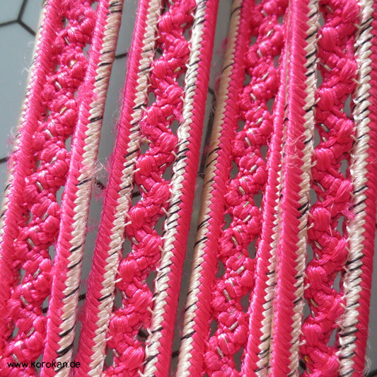 pink weiß durchbrochen Obijime, Seide / Lurex,