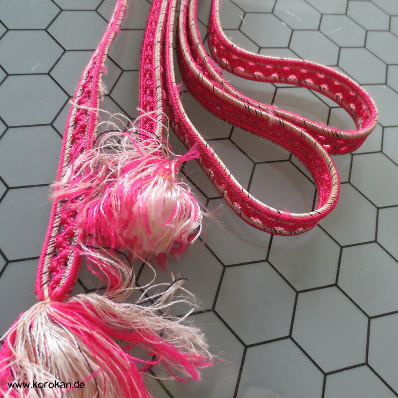 pink weiß durchbrochen Obijime, Seide / Lurex,