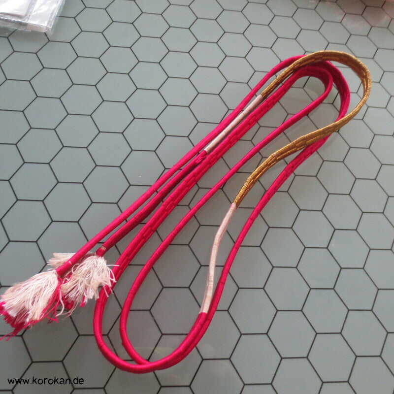 pink weiß gold Obijime, Seide / Lurex