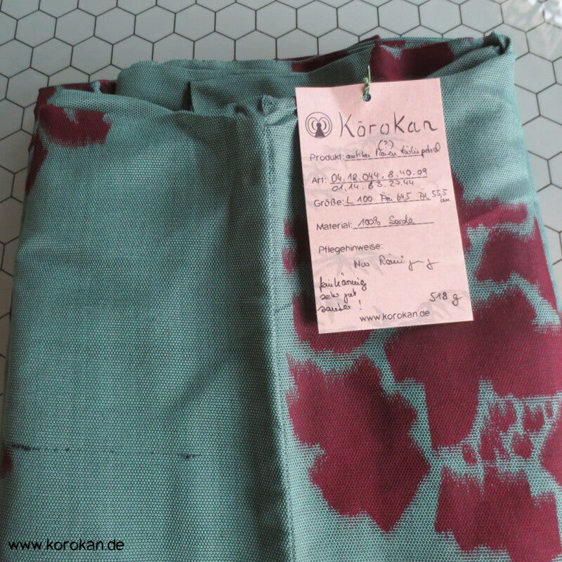 türkis - petrol mit weinroten Päonien Haori Kimonojacke