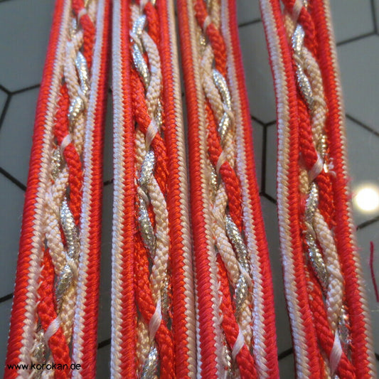 orange silber weiß Zopf Obijime, Seide / Lurex