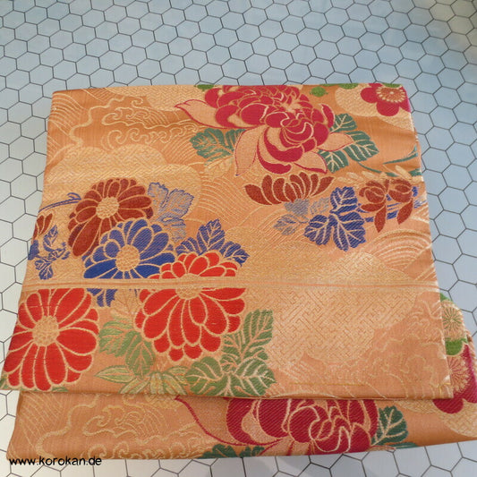 Kusudama Nagoya Obi, kupfergold mit bunt