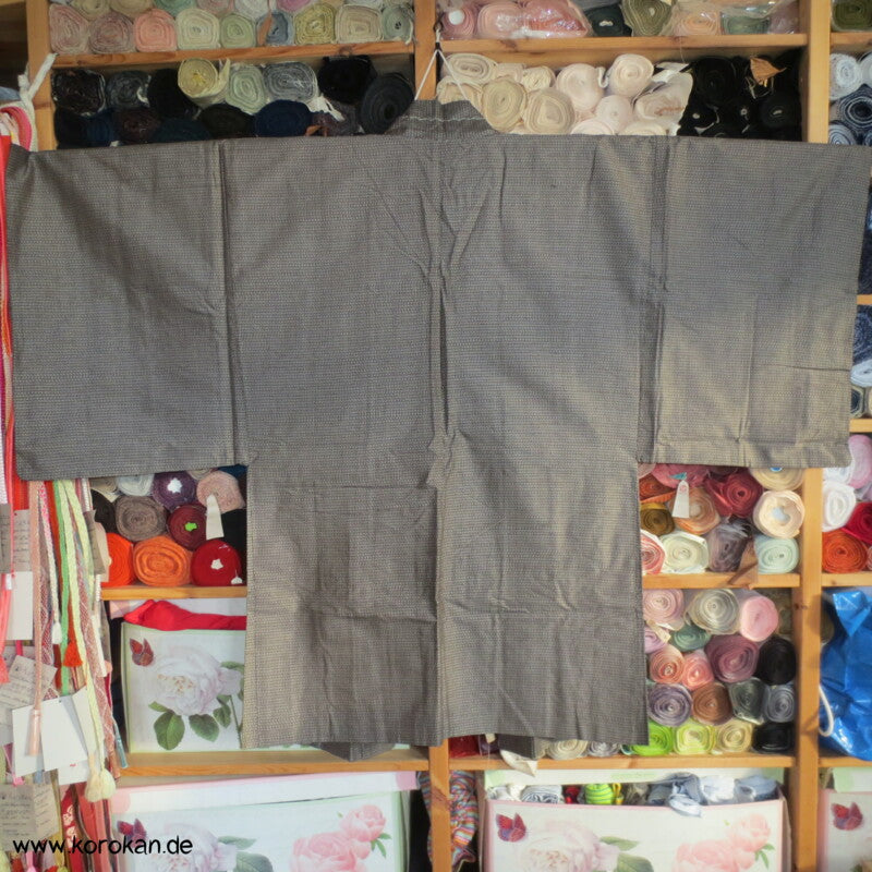 beige graue Tsumugi Haori Männer Kimono-Jacke, Bildfutter