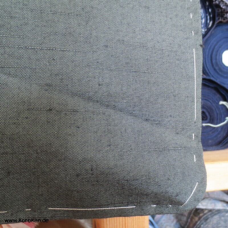 schwarzolive Seiden Haori Jacke, handgemaltes Futter