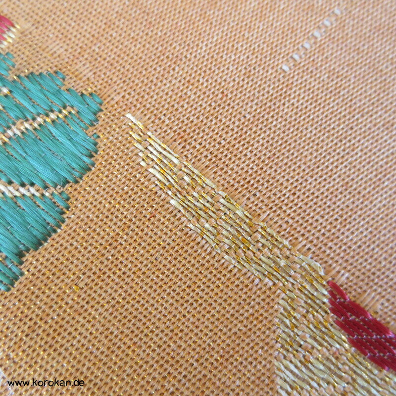 Kusudama Nagoya Obi, kupfergold mit bunt