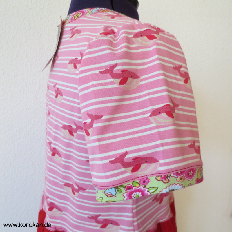 Wal und Blumen T - Shirt mit Kimono Stoff Schößchen