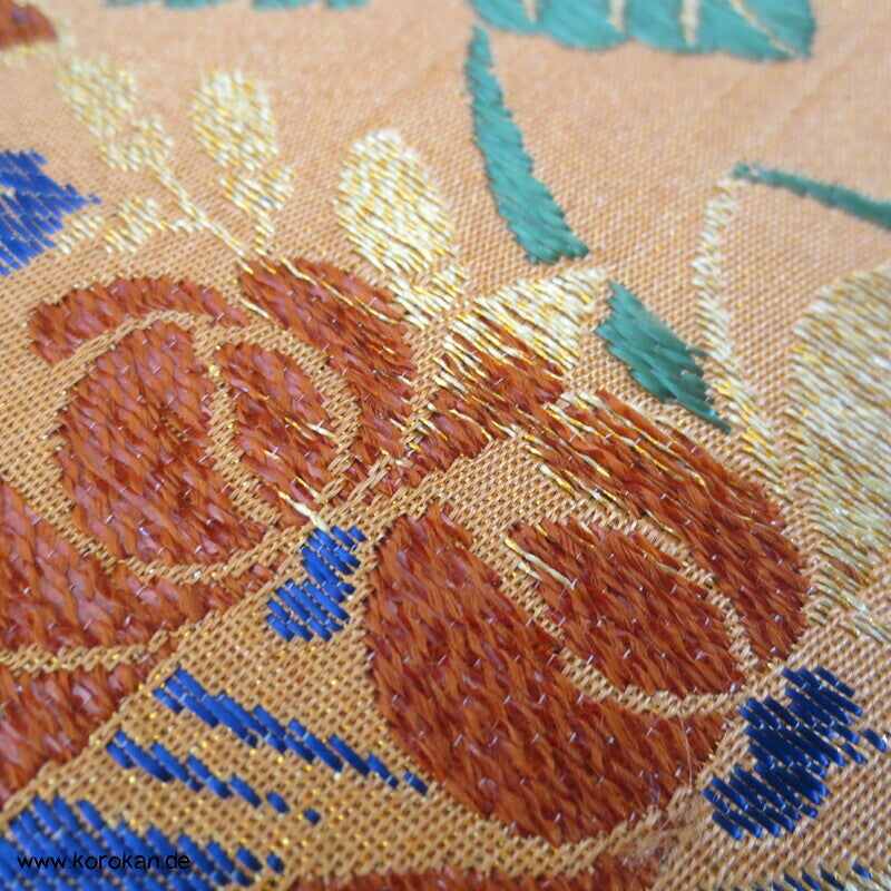 Kusudama Nagoya Obi, kupfergold mit bunt