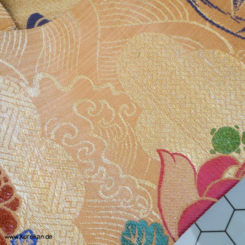 Kusudama Nagoya Obi, kupfergold mit bunt