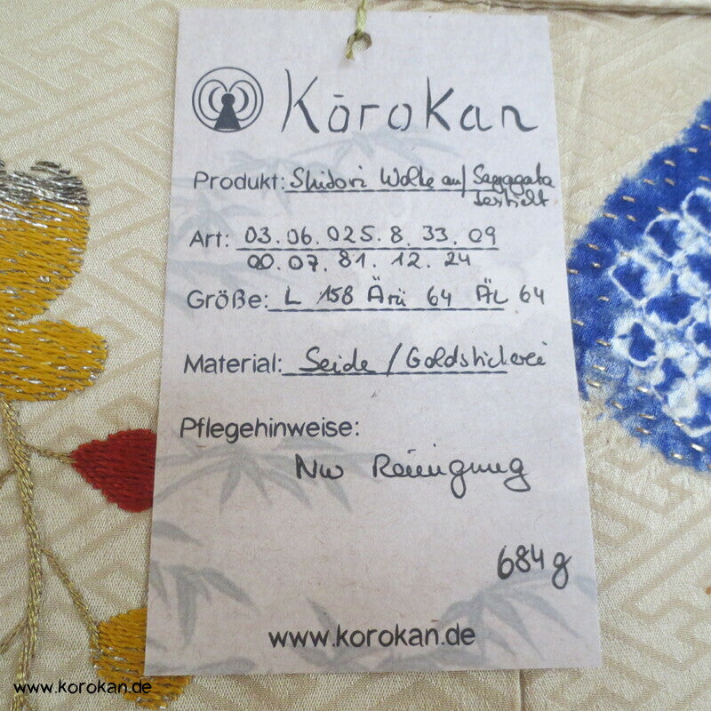 Antiker Shibori und Stickerei Homongi Kimono
