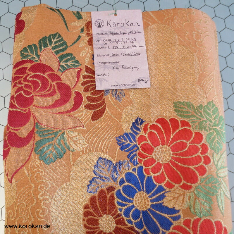 Kusudama Nagoya Obi, kupfergold mit bunt