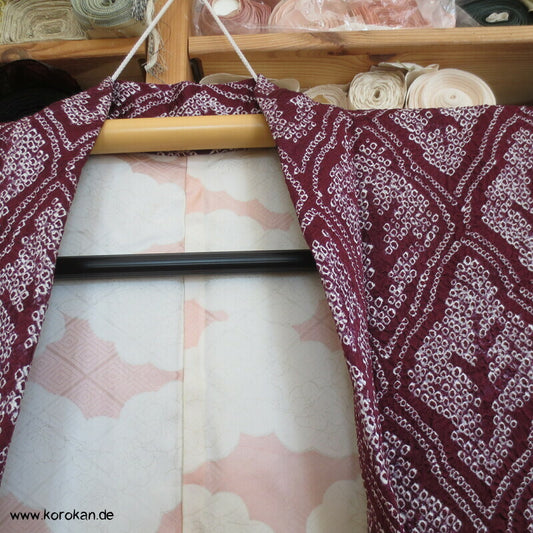 Full Shibori Netzmuster Seidendamast Haori Kimono Jacke, mit Himo