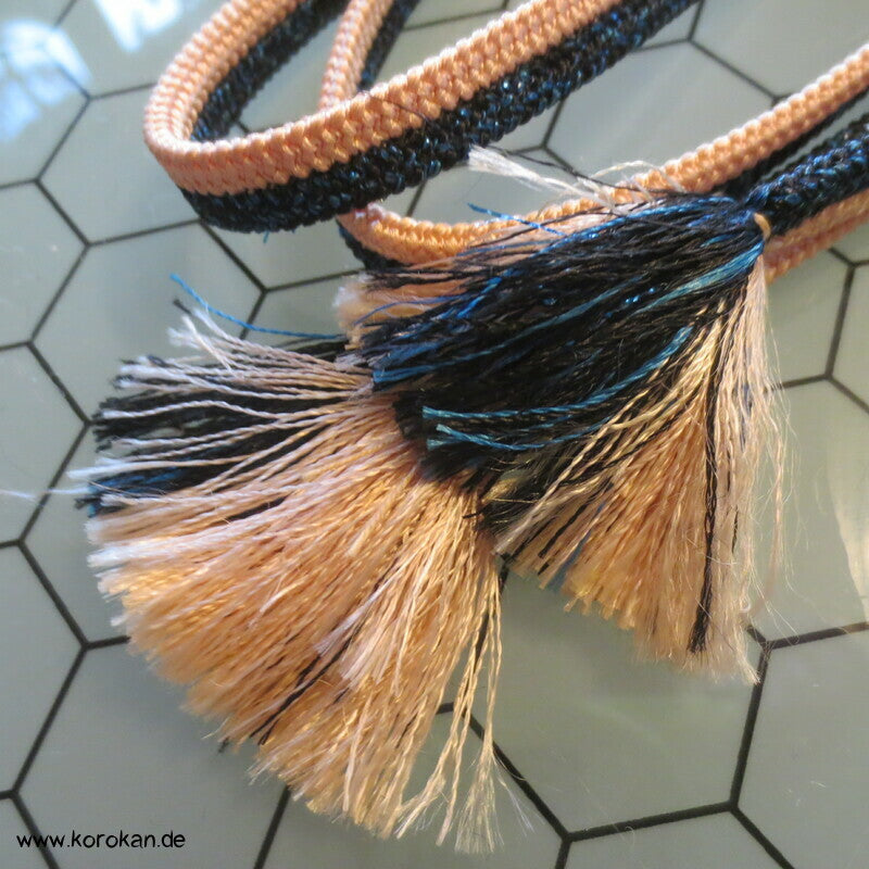 zartrosa / ozeanblauer Obijime, Seide / Lurex