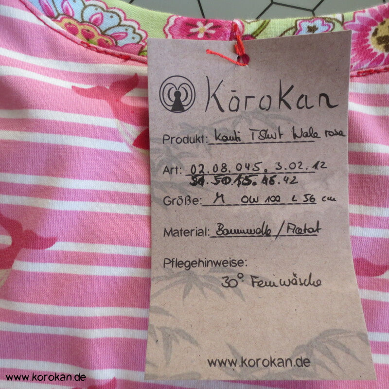 Wal und Blumen T - Shirt mit Kimono Stoff Schößchen
