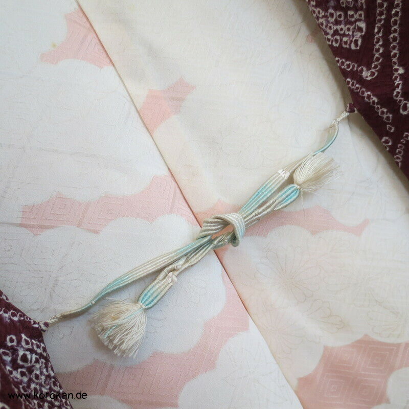 Full Shibori Netzmuster Seidendamast Haori Kimono Jacke, mit Himo