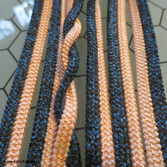 zartrosa / ozeanblauer Obijime, Seide / Lurex