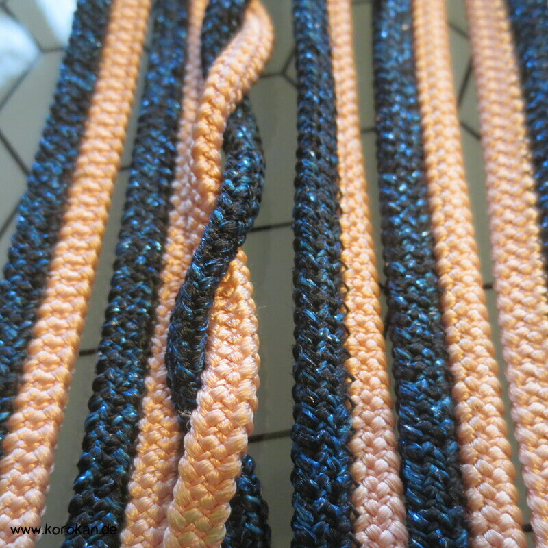 zartrosa / ozeanblauer Obijime, Seide / Lurex