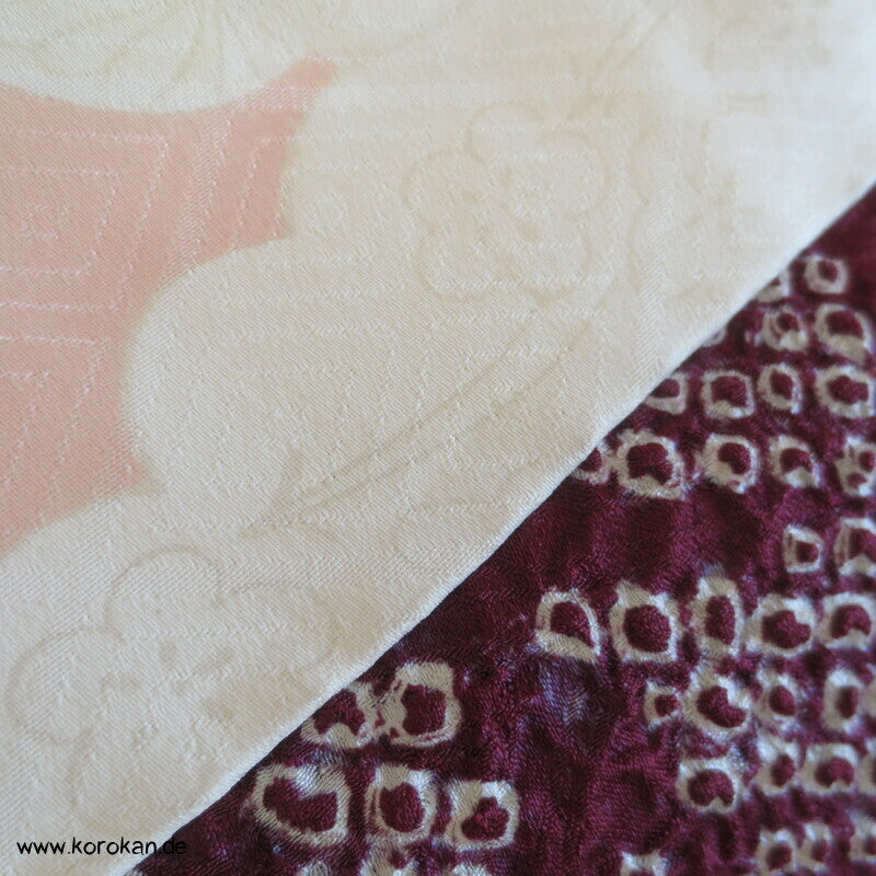 Full Shibori Netzmuster Seidendamast Haori Kimono Jacke, mit Himo