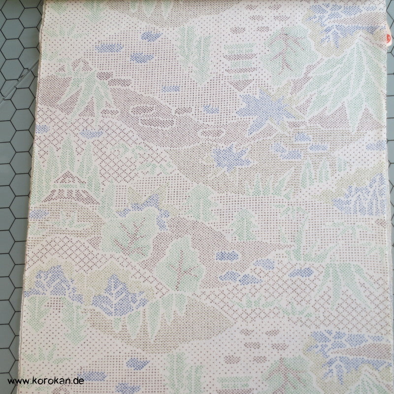 Landschaft Druck Kasuri Kimono Wolle