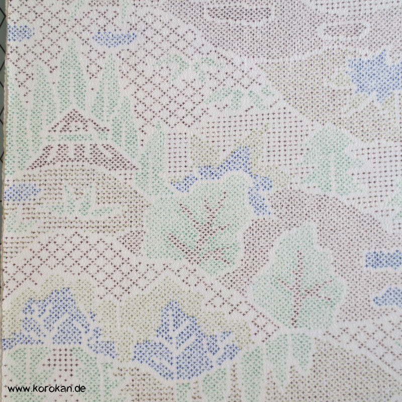 Landschaft Druck Kasuri Kimono Wolle
