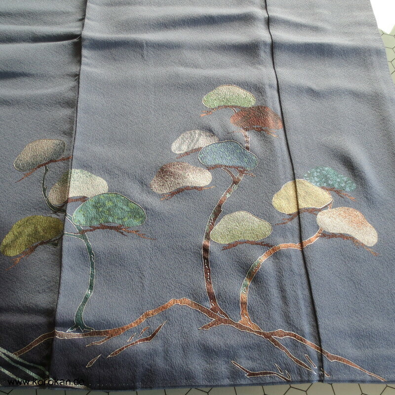 Kraniche über Wellen japanischer Iro Tomesode Seidencrepe Kimono