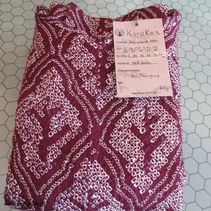 Full Shibori Netzmuster Seidendamast Haori Kimono Jacke, mit Himo
