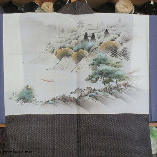 braunschwarze Kasuri Seiden Tsumugi Haori Jacke