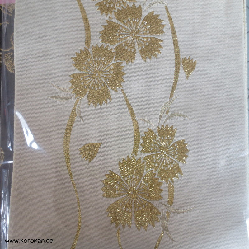 creme hell mit goldene Lurex Blumen Obi für Yukata, etc..