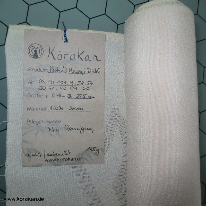 gemalte Disteln Kimono Seiden Stoffrest Sayagata Durchbruchmuster