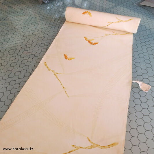 Schmetterlinge, Zweige Kimono Chirimen Crepe Seide, abstrakt