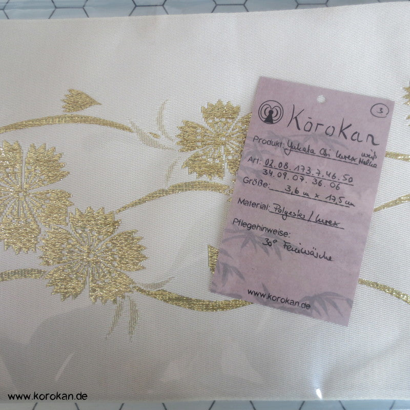 creme hell mit goldene Lurex Blumen Obi für Yukata, etc..