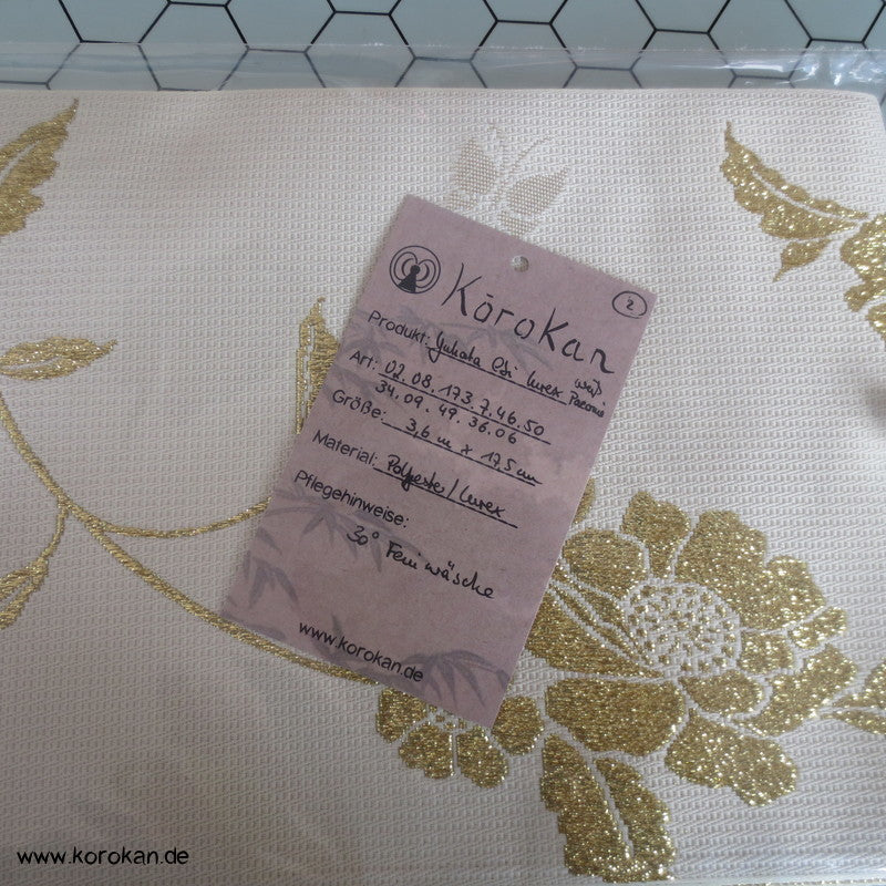 creme hell mit goldene Lurex Blumen Obi für Yukata, etc..